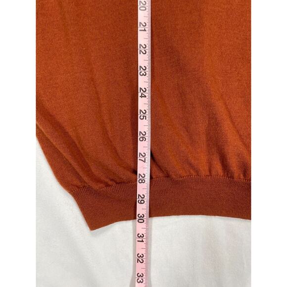 Joseph Abboud XXL Extra Fine Merino Wool V-Neck Sweater Rust Brown - Picture 9 of 9